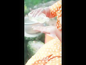 Instagram Fame Nila Nambiar In Orange Maxi Bathing Fully Naked